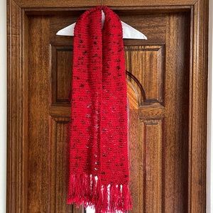 Rich Red Hand Knit Winter Scarf.